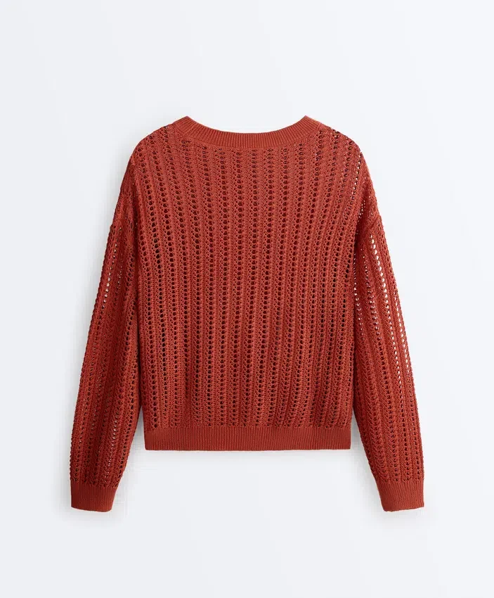 Pull en maille ajourée à côtes Pull en maille ajourée à côtes