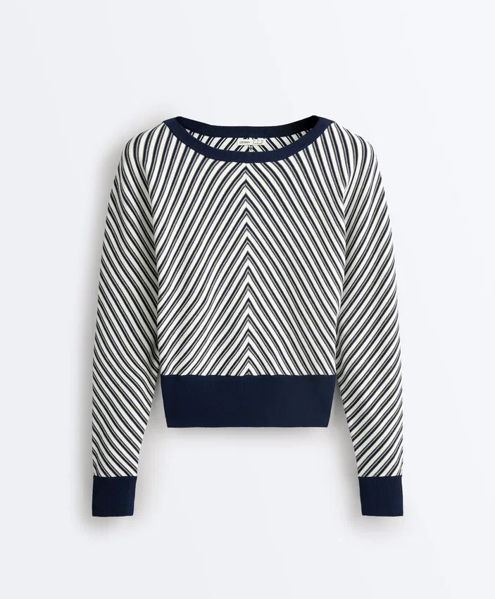 Pull en maille à rayures diagonales Pull en maille à rayures diagonales