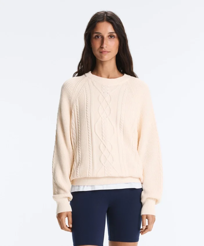 Pull en maille torsadée 100 % coton Pull en maille torsadée 100 % coton