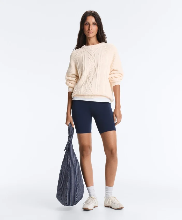 Pull en maille torsadée 100 % coton Pull en maille torsadée 100 % coton
