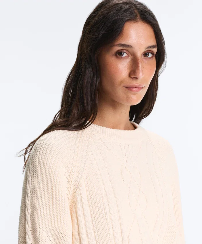 Pull en maille torsadée 100 % coton Pull en maille torsadée 100 % coton