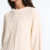Pull en maille torsadée 100 % coton Pull en maille torsadée 100 % coton