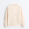 Pull en maille torsadée 100 % coton Pull en maille torsadée 100 % coton