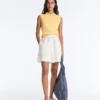 Pull sans manches en maille ajourée
