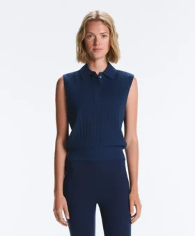 Pull sans manches en maille ajourée