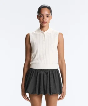 Pull sans manches en maille ajourée
