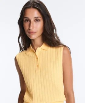 Pull sans manches en maille ajourée