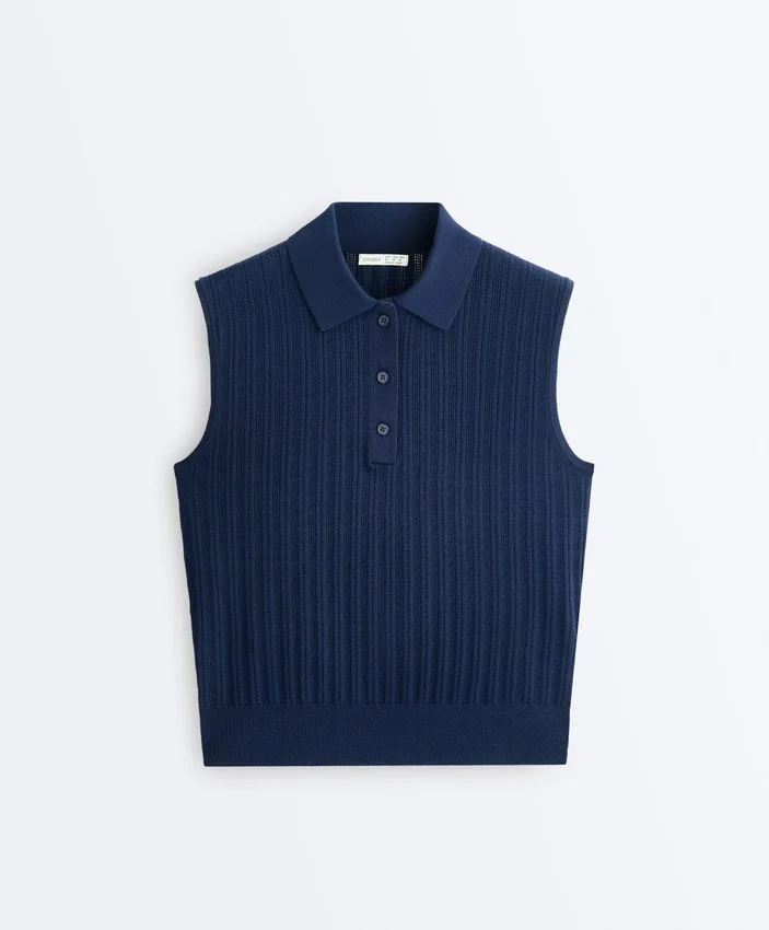 Pull sans manches en maille ajourée Pull sans manches en maille ajourée