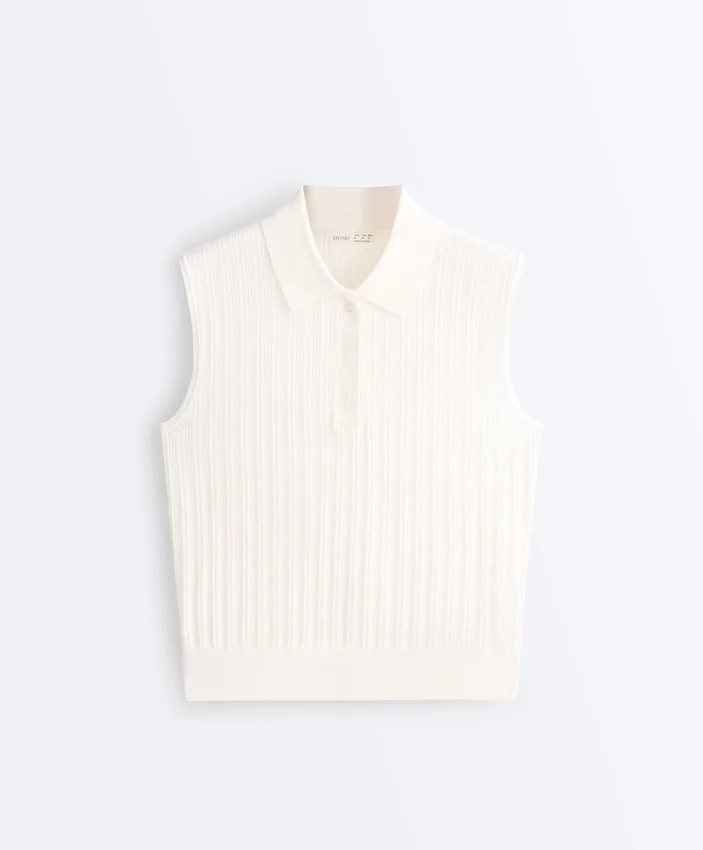 Pull sans manches en maille ajourée Pull sans manches en maille ajourée