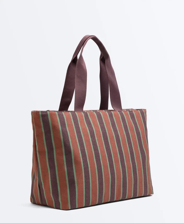 Sac fourre-tout en toile rayée Sac fourre-tout en toile rayée