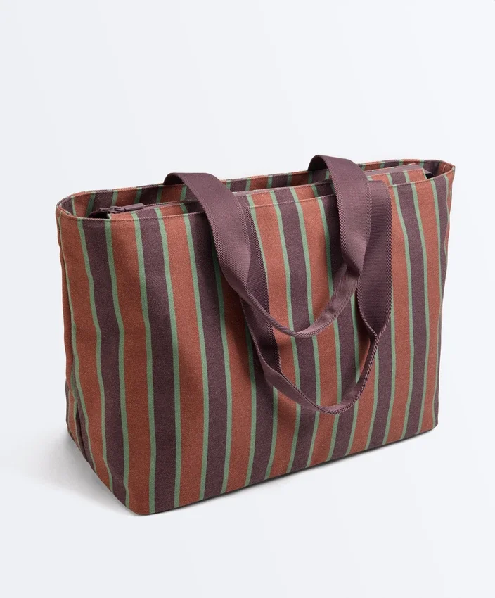 Sac fourre-tout en toile rayée Sac fourre-tout en toile rayée