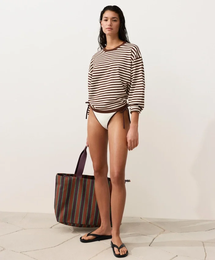 Sac fourre-tout en toile rayée Sac fourre-tout en toile rayée