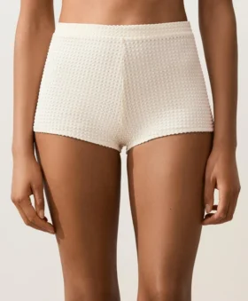 Short de bikini taille haute en crochet à texture bulles