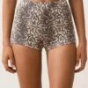 Shorts de bikini taille haute à imprimé serpent