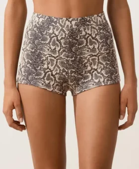 Shorts de bikini taille haute à imprimé serpent