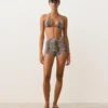 Shorts de bikini taille haute à imprimé serpent