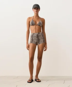 Shorts de bikini taille haute à imprimé serpent