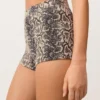 Shorts de bikini taille haute à imprimé serpent