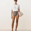 Shorts de bikini taille haute à imprimé serpent