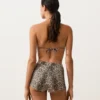 Shorts de bikini taille haute à imprimé serpent