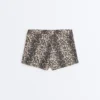 Shorts de bikini taille haute à imprimé serpent