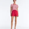 T-shirt à manches courtes en mélange de coton à rayures, coupe classique T-shirt à manches courtes en mélange de coton à rayures, coupe classique