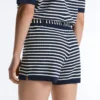 Shorts en maille rayée avec ceinture 100 % coton