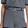 Shorts en maille rayée avec ceinture 100 % coton