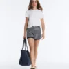 Shorts en maille rayée avec ceinture 100 % coton