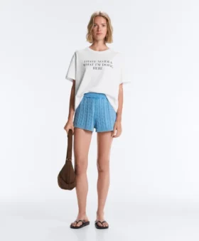 Shorts en maille torsadée délavée Shorts en maille torsadée délavée