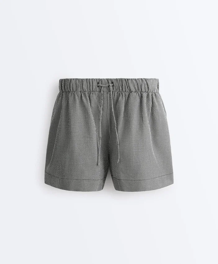 Shorts en mélange de lyocell à carreaux vichy Shorts en mélange de lyocell à carreaux vichy