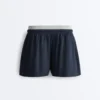 Shorts en piqué de coton à fines rayures Shorts en piqué de coton à fines rayures