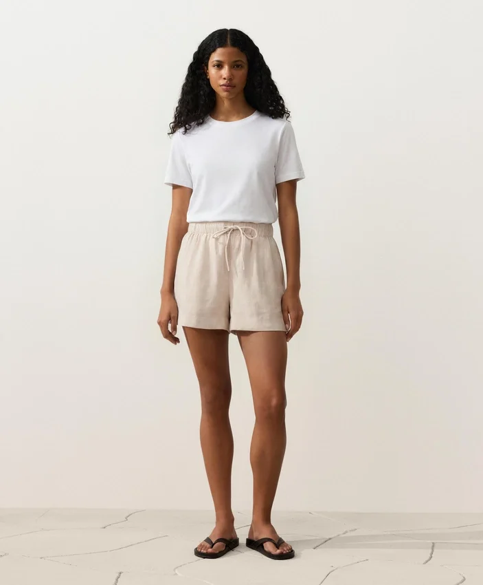 Shorts taille moyenne 100 % lin Shorts taille moyenne 100 % lin