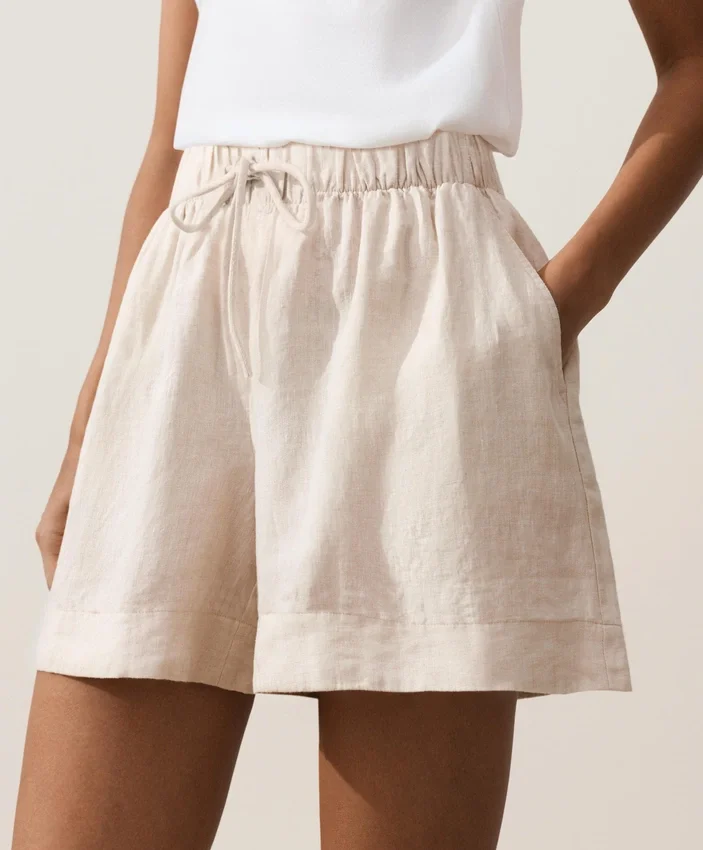 Shorts taille moyenne 100 % lin Shorts taille moyenne 100 % lin