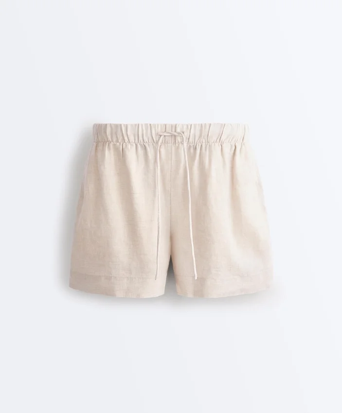Shorts taille moyenne 100 % lin Shorts taille moyenne 100 % lin