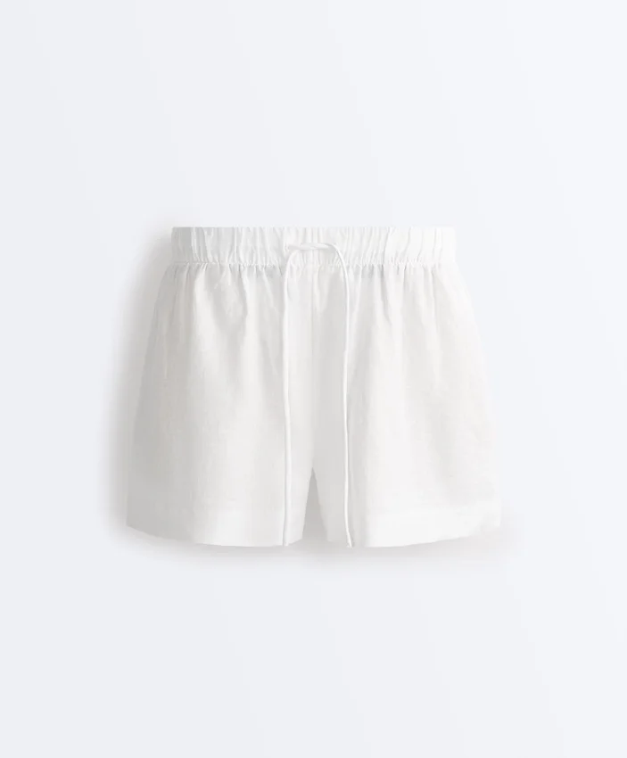 Shorts taille moyenne 100 % lin Shorts taille moyenne 100 % lin