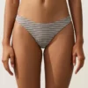 Slip bikini à couverture moyenne à découpe en U rayé en culotte