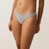 Slip bikini à couverture moyenne à découpe en U rayé en culotte