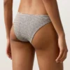 Slip bikini à couverture moyenne à découpe en U rayé en culotte