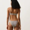 Slip bikini à couverture moyenne à découpe en U rayé en culotte