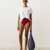 Slip culotte taille haute en tissu gaufré