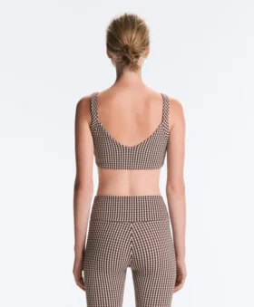 Soutien-gorge de sport à carreaux à maintien moyen