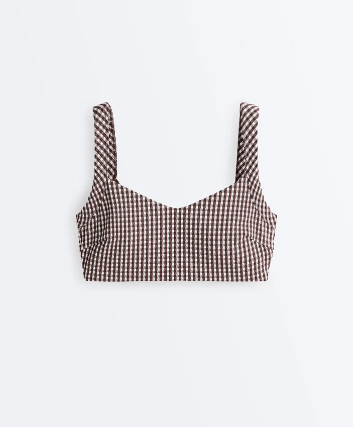 Soutien-gorge de sport à carreaux à maintien moyen Soutien-gorge de sport à carreaux à maintien moyen