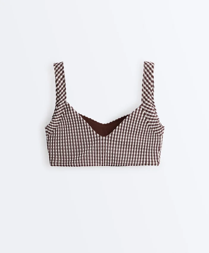 Soutien-gorge de sport à carreaux à maintien moyen Soutien-gorge de sport à carreaux à maintien moyen