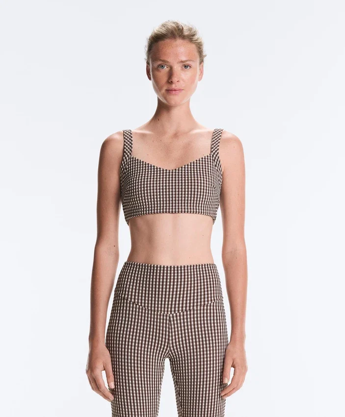 Soutien-gorge de sport à carreaux à maintien moyen Soutien-gorge de sport à carreaux à maintien moyen