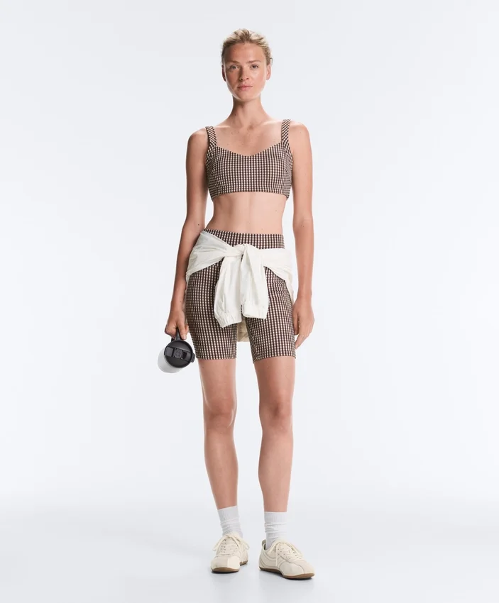 Soutien-gorge de sport à carreaux à maintien moyen Soutien-gorge de sport à carreaux à maintien moyen