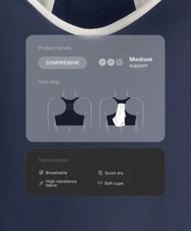 Soutien-gorge de sport compressif à maintien moyen avec bonnets en caoutchouc