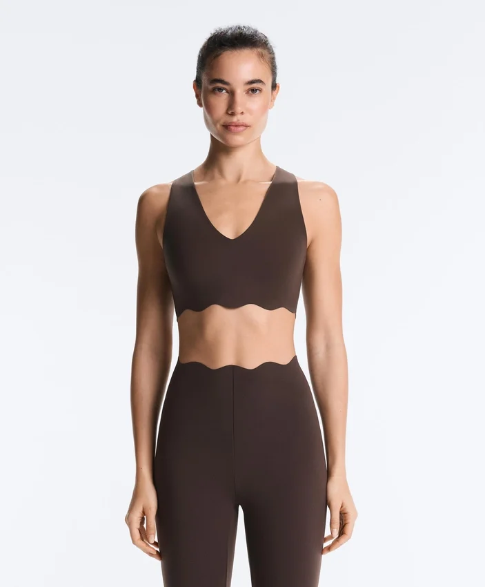 Soutien-gorge de sport compressif à maintien moyen et motif ondulé Soutien-gorge de sport compressif à maintien moyen et motif ondulé
