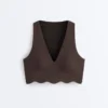 Soutien-gorge de sport compressif à maintien moyen et motif ondulé Soutien-gorge de sport compressif à maintien moyen et motif ondulé