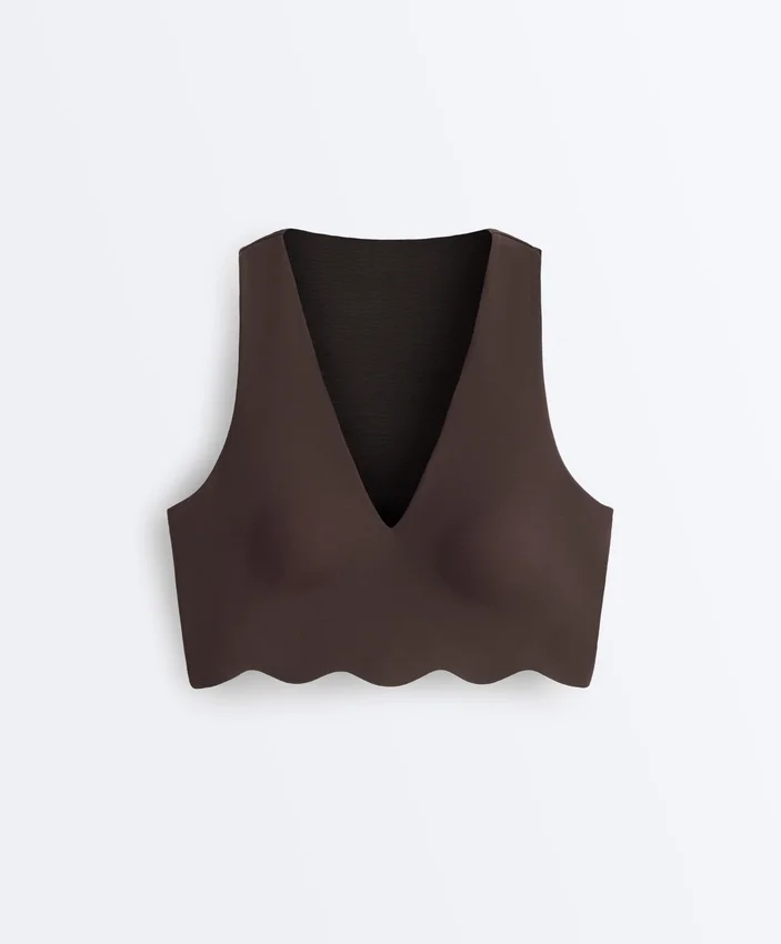 Soutien-gorge de sport compressif à maintien moyen et motif ondulé Soutien-gorge de sport compressif à maintien moyen et motif ondulé